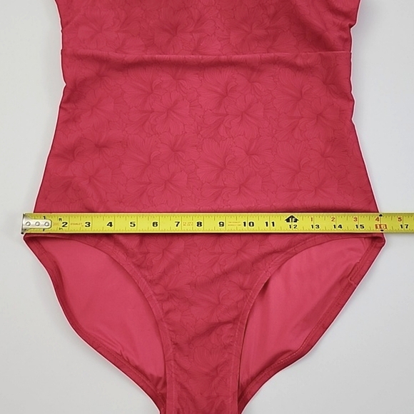 ROOTS Women's One Piece Pink Swimsuit  Floral Print High Neck High Back Sz 10 - Picture 15 of 16